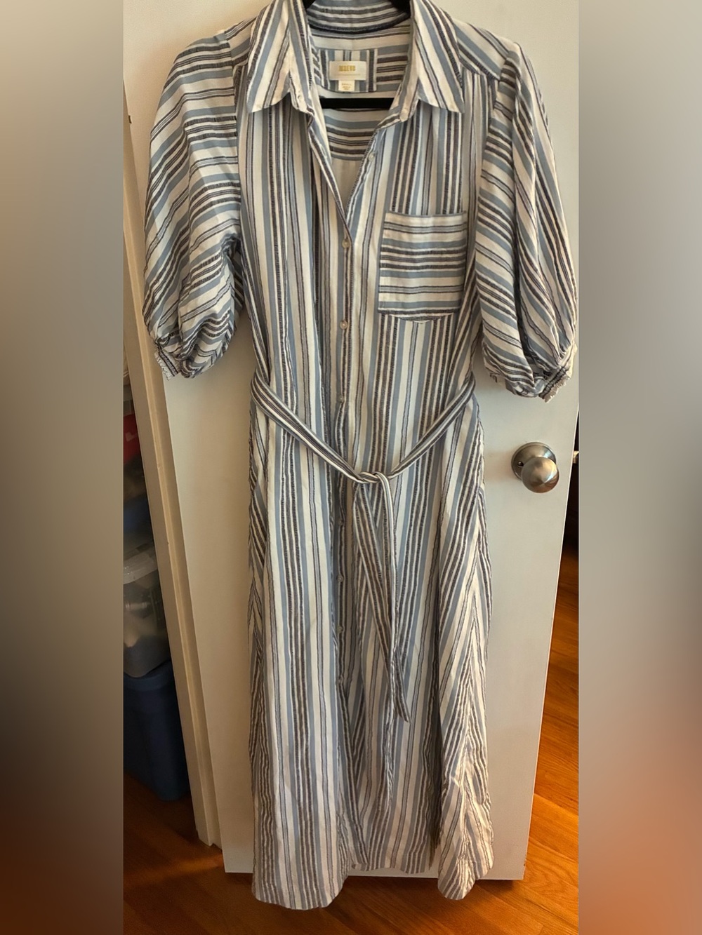 Maeve Mona Linen Maxi Shirtdress - size small